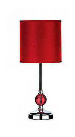 Crackle Glass Table Lamp with Red Shade
